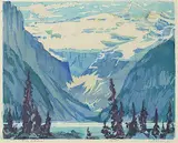 A.C. and Barbara Leighton - Barleigh, Lake Louise #28/100, colour wood block on paper