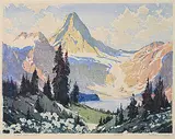 A.C. and Barbara Leighton - Barleigh, Mount Assiniboine #68/100, colour wood block on paper