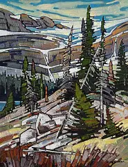 Cameron Bird, Bow Glacier Falls, acrylic on canvas