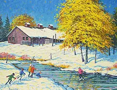 William Roy Brownridge, Autumn Ice - Turtle Creek, acrylic on canvas