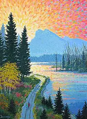 William Roy Brownridge, Road to the Mountain [Vermilion Lake], acrylic on canvas