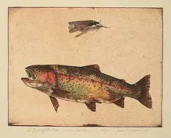 Jack Lee Cowin, La Belle of the Bow [Western Trout Series] #1/25 [Unique], 1983, hand coloured etching on paper