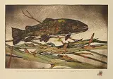 Jack Lee Cowin, Prairie Creek Brown [Western Trout Series] #6/25 [Unique], 1983, hand coloured etching on paper