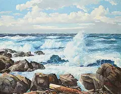 Duncan MacKinnon Crockford, Pounding Surf, Cape Beal, Vancouver Island, B.C., 1981, oil on canvas