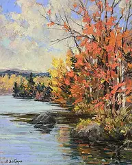 Berthe des Clayes, Untitled - Autumn on the River, pastel on paper