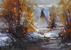 Paul Dykman, Untitled - Wintering in the Valley, oil on canvas