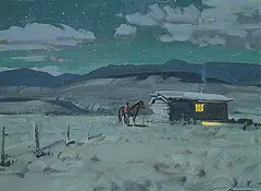 Peter Maxwell Ewart, Moonlight - Thompson River Valley Near Ashcroft, oil on wood board