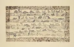Joseph Fafard, Untitled - Joe's Ark #PP, 1987, hand coloured etching on paper