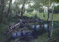 Chris S. Flodberg, Shaded Pond, 2016, oil on canvas
