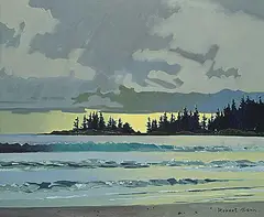 Robert Genn, Quisitis Point from Florencia Bay II, Pacific Rim Park, acrylic on canvas