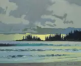 Robert Genn, Quisitis Point from Florencia Bay II, Pacific Rim Park, acrylic on canvas