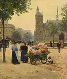 Victor Gilbert, Untitled - Flower Seller, oil on wood board