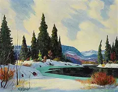 Roland Gissing, Winter in the Foothills, 1960, oil on canvas board