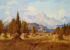 Roland Gissing, Harvest, Highwood Valley, oil on canvas