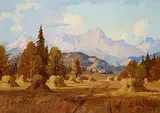 Roland Gissing, Harvest, Highwood Valley, oil on canvas