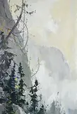 Marc Grandbois, Untitled - Trees on the Cliff, oil on canvas