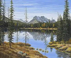 Neil Hulley, Untitled - Mountain Reflection, acrylic on canvas