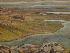 A. Y. Jackson, Coppermine Country, oil on wood panel