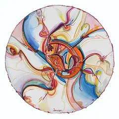Alex Janvier, Halo Season, 2019, X-MASS Blessing, MMIXX XII XXIII, 2019, watercolour on paper