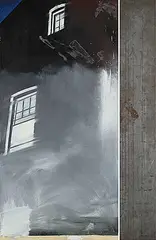 David Janzen, Bleak House [Diptych], 1992, oil on canvas with steel panel