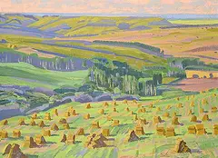 Illingworth Kerr, Hayfield Near Millarville, 1971, oil on canvas