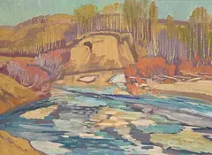 Illingworth Kerr, Last Ice, Creek West of Millarville, Spring, 1973, oil on canvas