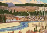 Illingworth Kerr, Elbow River, Spring, Forest Reserve, 1976, oil on canvas board
