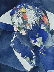 Irene Klar, Blue Chrysanthemum, 1982, watercolour on paper
