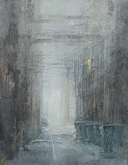 William Liao, Morning Fog, acrylic on paper board