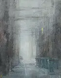 William Liao, Morning Fog, acrylic on paper board