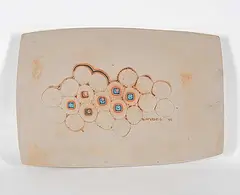 Luke Orton Lindoe, Untitled - Bubble Platter with Blue Detail, 1995, semi-glazed ceramic platter