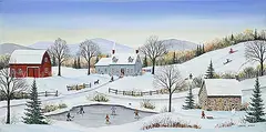Sharon Mark, Untitled - Skating and Sledding, acrylic on canvas