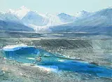 John Mckee, Rocky Mountain Glacial Moraine, 1999, acrylic on wood board