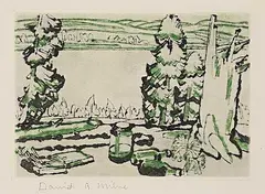 David Brown Milne, Painting Place [State IV], colour etching on paper