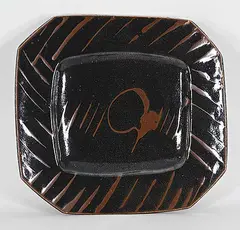 Wayne G. Ngan, Untitled - Black and Brown Plate, glazed ceramic