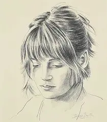 Jacques Payette, Sonia [Ton regard qui se pose sur les choses #2], 2007, graphite on paper board on canvas