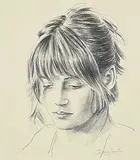 Jacques Payette, Sonia [Ton regard qui se pose sur les choses #2], 2007, graphite on paper board on canvas