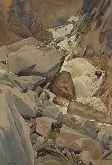 Walter J. Phillips, Falls in Yoho Valley, 1937, watercolour on paper