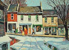 Thomas Keith Roberts, Main Street, 1953, colour silkscreen on paper board
