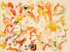 William Ronald, Untitled - Orange and Yellow Abstract, 1972, watercolour on paper