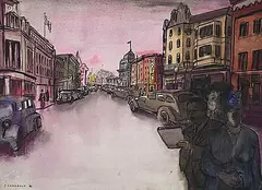 Jack Shadbolt, Street Scene, Evening, 1946, watercolour on paper