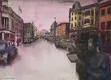 Jack Shadbolt, Street Scene, Evening, 1946, watercolour on paper