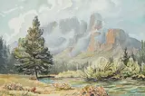 Untitled - Castle Mountain by Margaret Shelton, 1977, watercolour on paper, sold Apr 2026