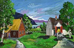 Claude Simard, Along the St. Lawrence River [Charlevoix], oil on wood board