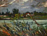 William Lewy Leroy Stevenson, Windy Afternoon, oil on wood board