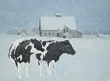 Keith Thomson, Untitled - Cows in Snow, watercolour on paper