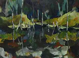 Paul Trottier, Waskesiu South, 2020, acrylic on canvas