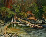 Frank Vervoort, Forest and Shore, Salt Spring Island, 1972, oil on wood board