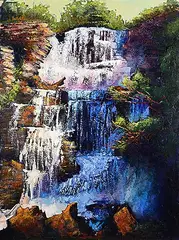 Waterfall Colours by Linda Wilder, 2009, acrylic on canvas, sold Apr 2026