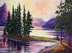 James Wood, Golden Hour - Spirit Island, acrylic on canvas